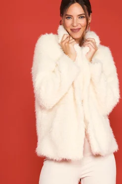 SKIES ARE BLUE Outerwear*Relaxed Fit Sherpa Jacket Cream