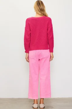 SKIES ARE BLUE Long Sleeve Tops|Sweaters*Relaxed V Neck Sweater Peonypink