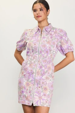 SKIES ARE BLUE Mini Dresses*Retro Collared Mini Dress Lavender