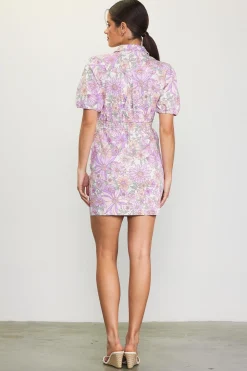 SKIES ARE BLUE Mini Dresses*Retro Collared Mini Dress Lavender