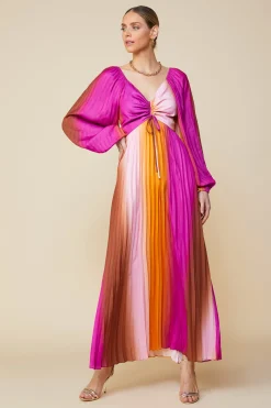 SKIES ARE BLUE Maxi Dresses*Retro Gradation Pleated Maxi Dress Mangoorchid