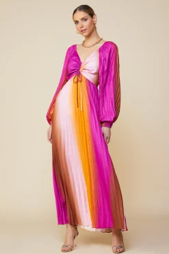 SKIES ARE BLUE Maxi Dresses*Retro Gradation Pleated Maxi Dress Mangoorchid