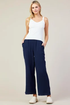 SKIES ARE BLUE Sleeveless Tops*Ribbed Knit Cami Top White