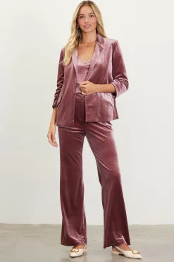 SKIES ARE BLUE Blazers*Ruched Velvet Blazer Mauve