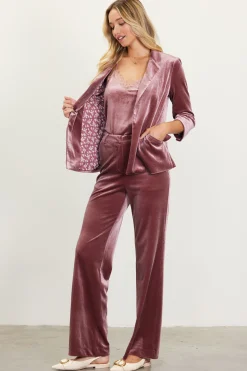 SKIES ARE BLUE Blazers*Ruched Velvet Blazer Mauve