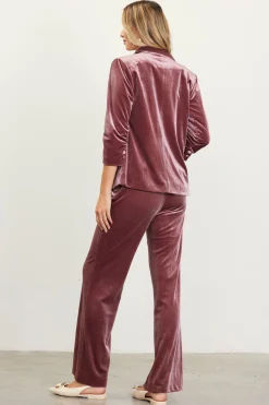 SKIES ARE BLUE Blazers*Ruched Velvet Blazer Mauve