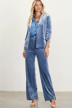 SKIES ARE BLUE Blazers*Ruched Velvet Blazer Dustyblue