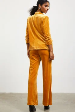 SKIES ARE BLUE Blazers*Ruched Velvet Blazer Goldenmustard