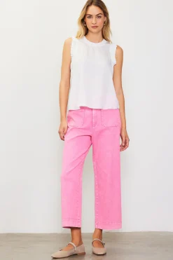 SKIES ARE BLUE Sleeveless Tops*Ruffle Detail Woven Top Offwhite