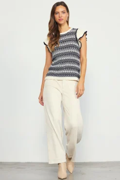 SKIES ARE BLUE Short Sleeve Tops|Sweaters*Ruffle Sleeve Sweater Black