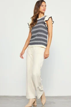 SKIES ARE BLUE Short Sleeve Tops|Sweaters*Ruffle Sleeve Sweater Black
