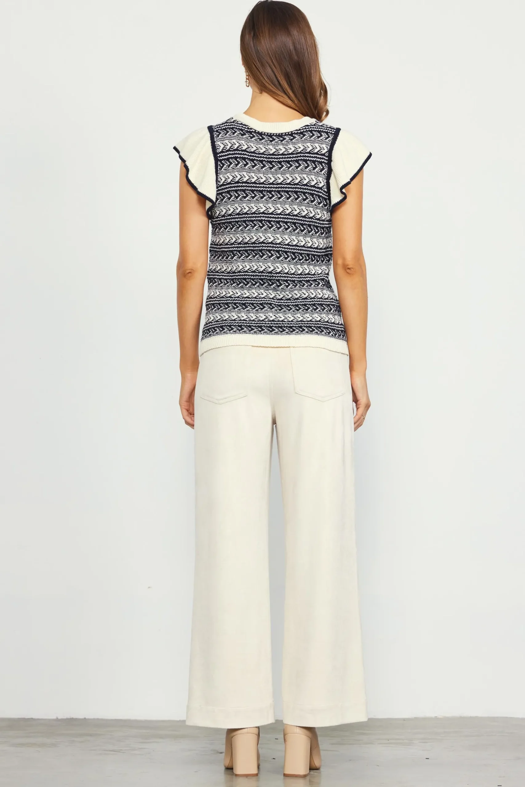SKIES ARE BLUE Short Sleeve Tops|Sweaters*Ruffle Sleeve Sweater Black