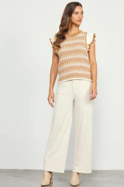 SKIES ARE BLUE Short Sleeve Tops|Sweaters*Ruffle Sleeve Sweater Tuscantan