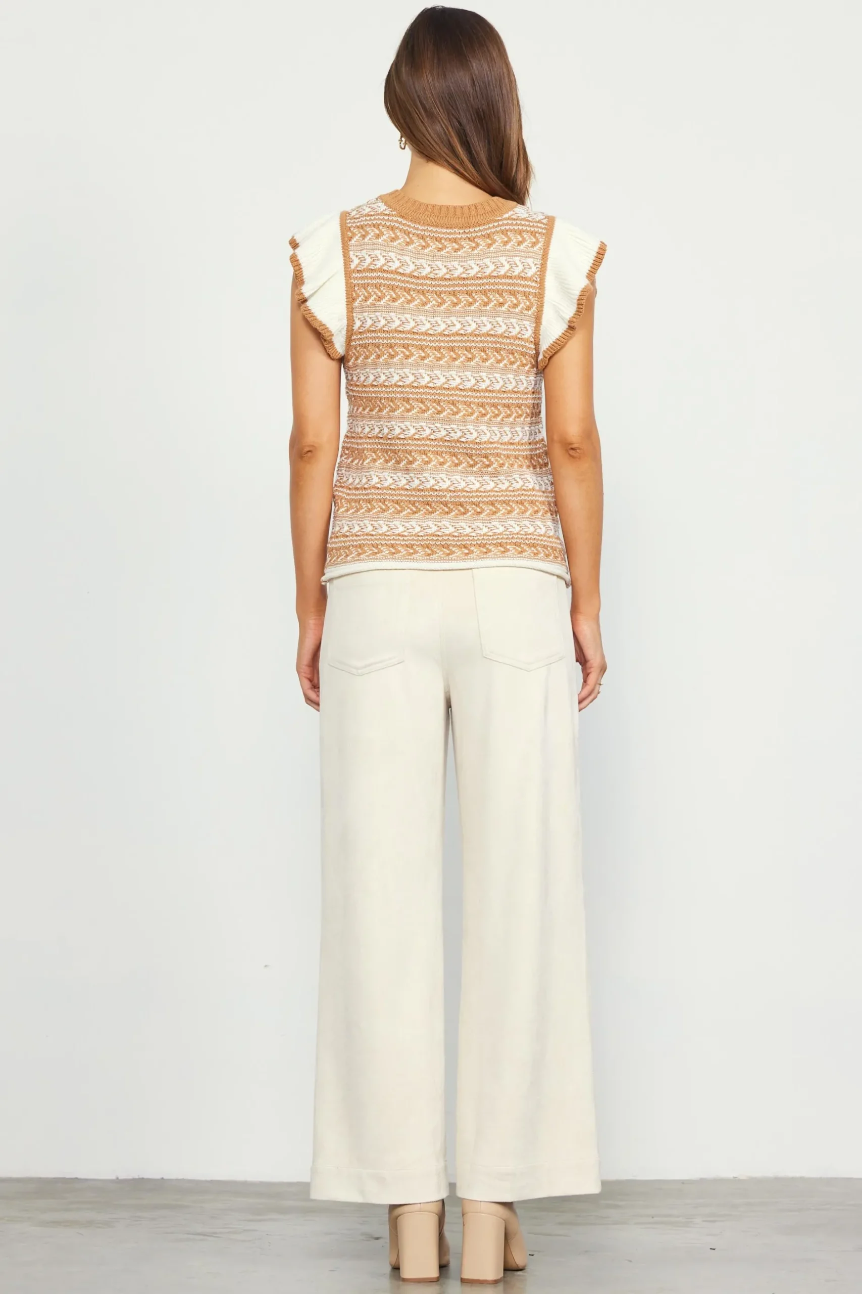 SKIES ARE BLUE Short Sleeve Tops|Sweaters*Ruffle Sleeve Sweater Tuscantan