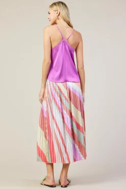 SKIES ARE BLUE Sleeveless Tops*Satin Lace Cami Top Mulberry