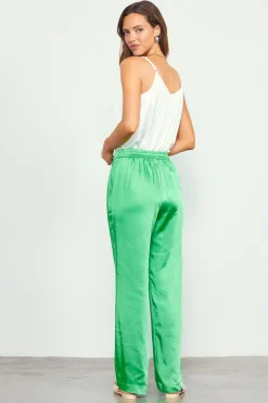 SKIES ARE BLUE Pants*Satin Straight Leg Pant Spearmint