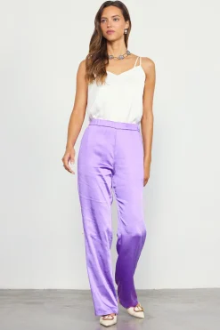 SKIES ARE BLUE Pants*Satin Straight Leg Pant Mindfulmauve