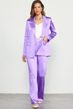 SKIES ARE BLUE Pants*Satin Straight Leg Pant Mindfulmauve