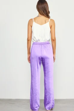SKIES ARE BLUE Pants*Satin Straight Leg Pant Mindfulmauve