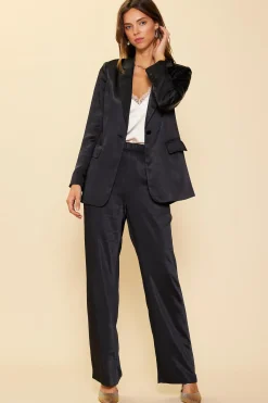 SKIES ARE BLUE Blazers*Satin Tailored Blazer Black