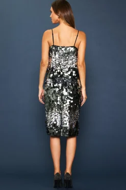 SKIES ARE BLUE Sleeveless Tops*Sequin Cami Top Silver