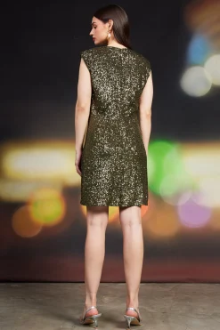 SKIES ARE BLUE Mini Dresses*Sequin Mini Dress Olive