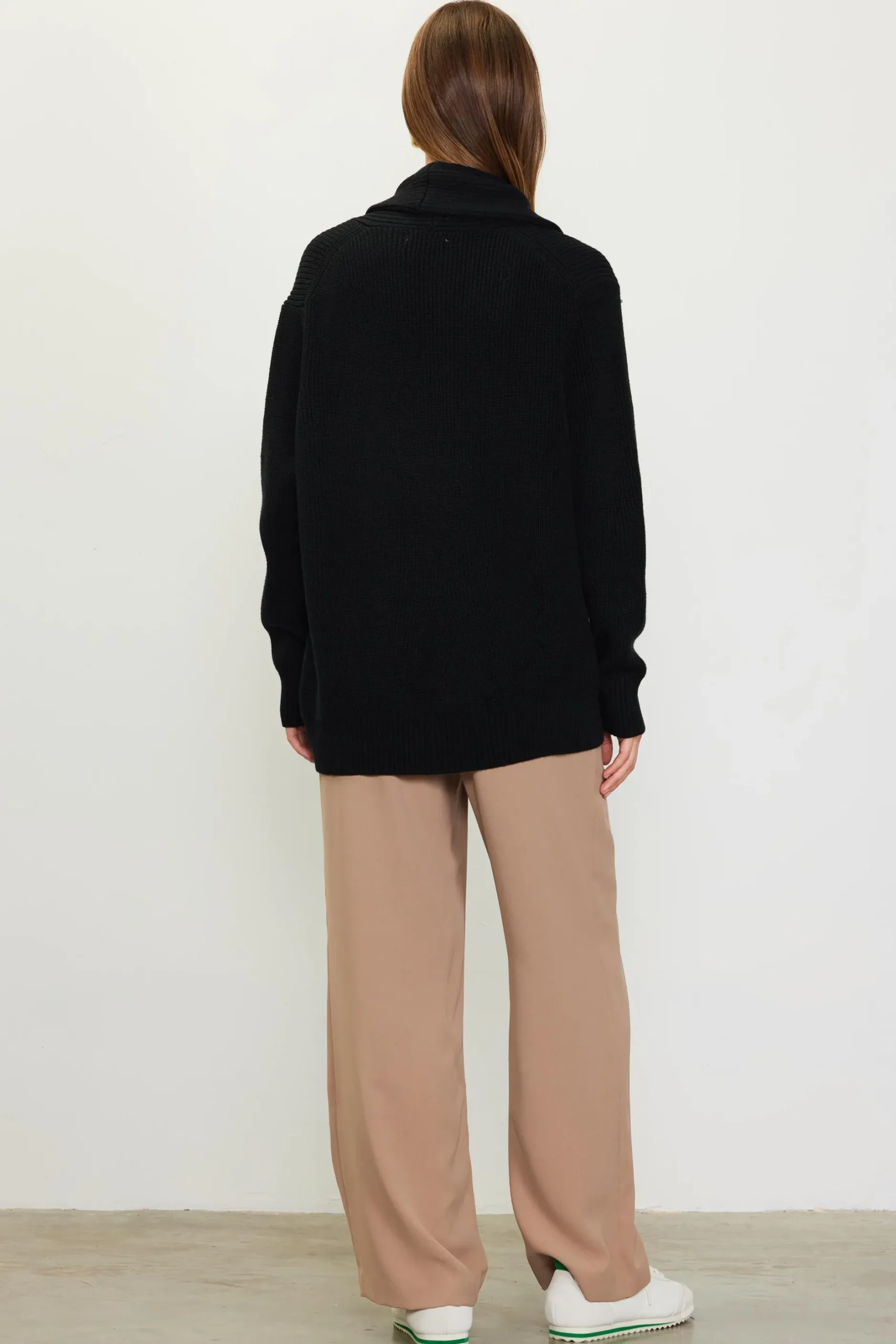 SKIES ARE BLUE Long Sleeve Tops|Sweaters*Shawl Collar Sweater Cardigan Black