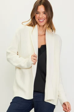 SKIES ARE BLUE Long Sleeve Tops|Sweaters*Shawl Collar Sweater Cardigan Offwhite