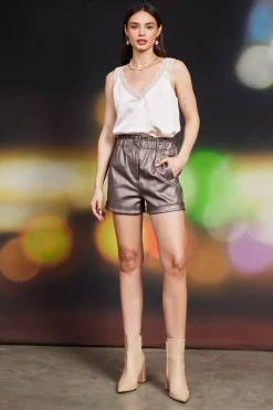 SKIES ARE BLUE Shorts*Shimmery Paperbag Shorts Bronze