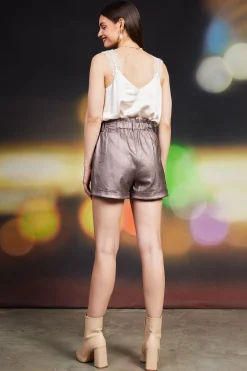 SKIES ARE BLUE Shorts*Shimmery Paperbag Shorts Bronze