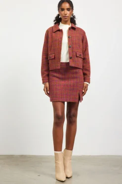SKIES ARE BLUE Outerwear|Blazers*Sienna Tweed Jacket Plum-camel
