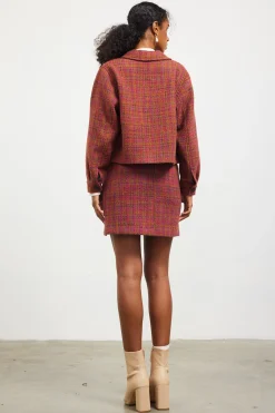 SKIES ARE BLUE Outerwear|Blazers*Sienna Tweed Jacket Plum-camel
