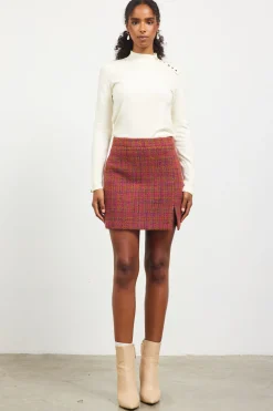 SKIES ARE BLUE Skirts*Sienna Tweed Mini Skirt Plum-camel