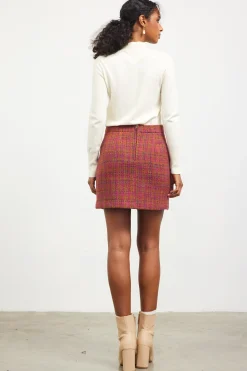 SKIES ARE BLUE Skirts*Sienna Tweed Mini Skirt Plum-camel