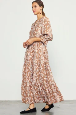 SKIES ARE BLUE Maxi Dresses*Skye Split Neck Ruffle Maxi Dress Tuscantan