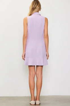 SKIES ARE BLUE Mini Dresses*Sleeveless Double Breasted Coat Dress Lilac