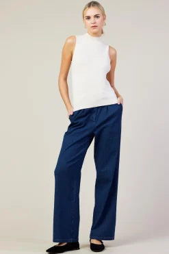 SKIES ARE BLUE Sleeveless Tops*Sleeveless Mock Neck Knit Top Cream