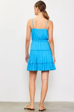 SKIES ARE BLUE Mini Dresses*Smocked Waist Mini Dress Malibublue
