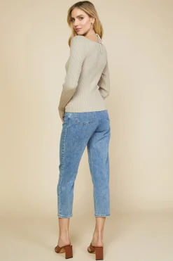 SKIES ARE BLUE Sweaters*Strappy Halter Ribbed Sweater Desertsand