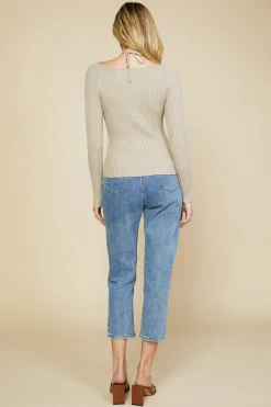 SKIES ARE BLUE Sweaters*Strappy Halter Ribbed Sweater Desertsand