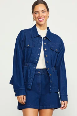 SKIES ARE BLUE Outerwear*Stretch Denim Trucker Jacket Indigo
