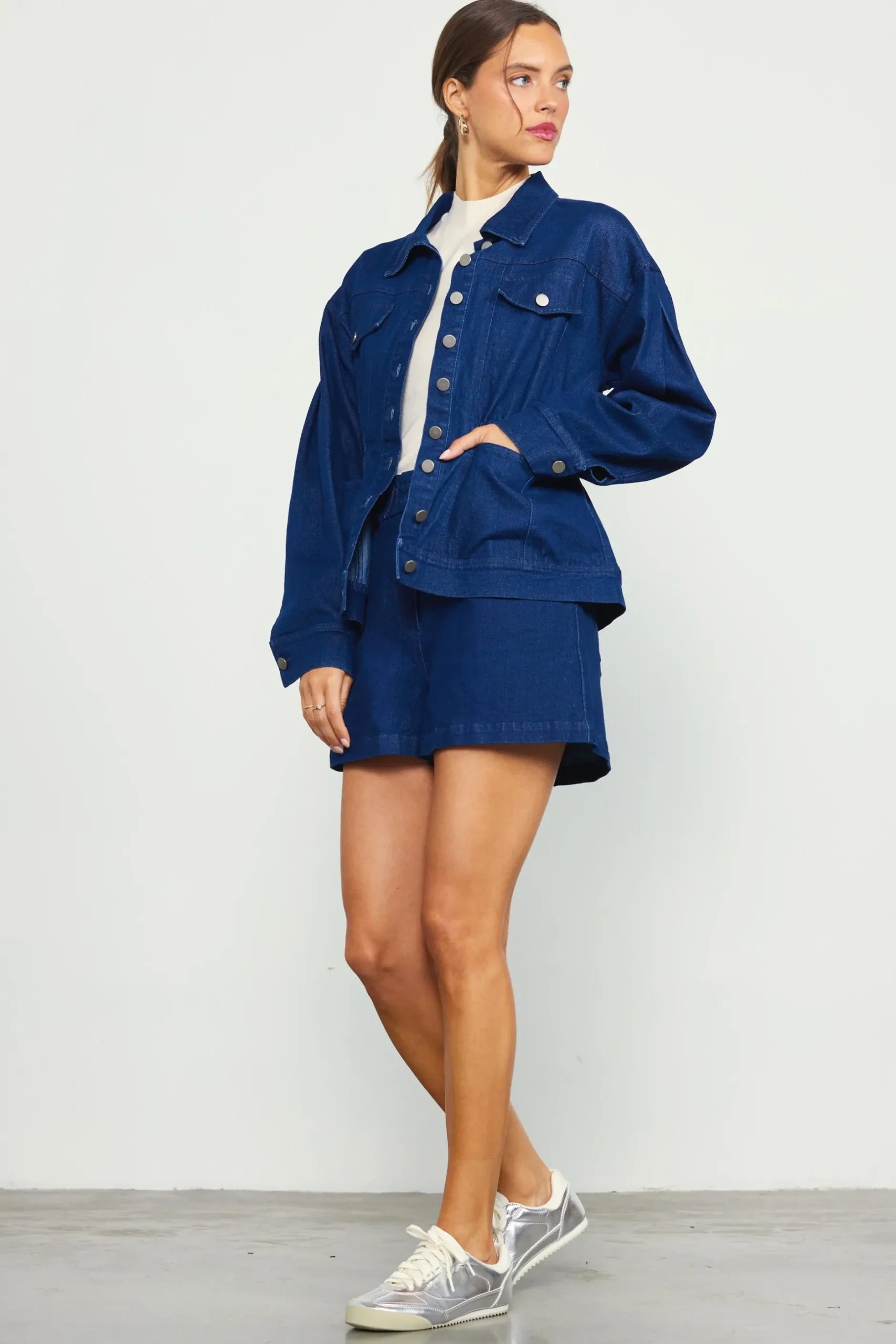 SKIES ARE BLUE Outerwear*Stretch Denim Trucker Jacket Indigo