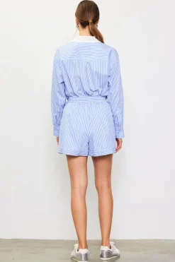 SKIES ARE BLUE Shorts*Striped High Waisted Shorts Blue-white