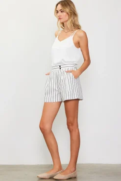SKIES ARE BLUE Shorts*Striped Woven Shorts Whiteblack