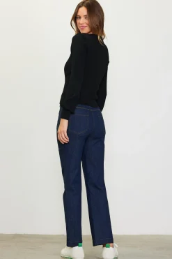 SKIES ARE BLUE Long Sleeve Tops|Sweaters*Sweetheart Neck Longsleeve Knit Top Black