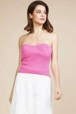 SKIES ARE BLUE Sleeveless Tops*Sweetheart Neckline Knit Top Lightpink