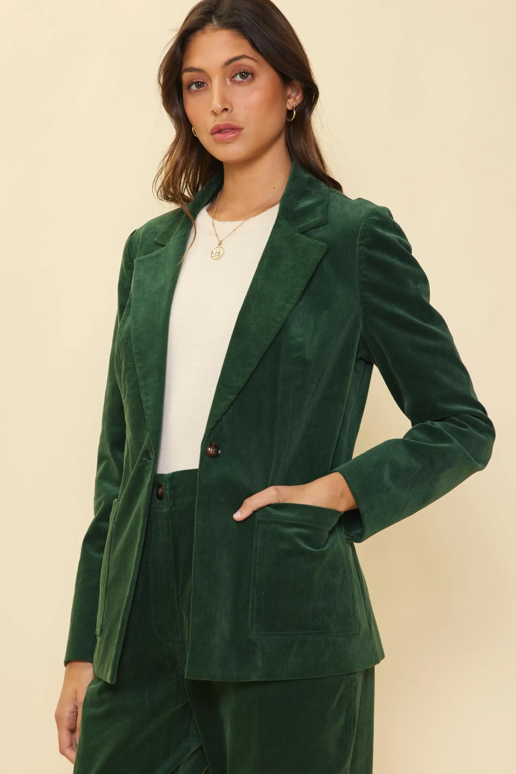 SKIES ARE BLUE Blazers*Tailored Corduroy Blazer Gemstonegreen