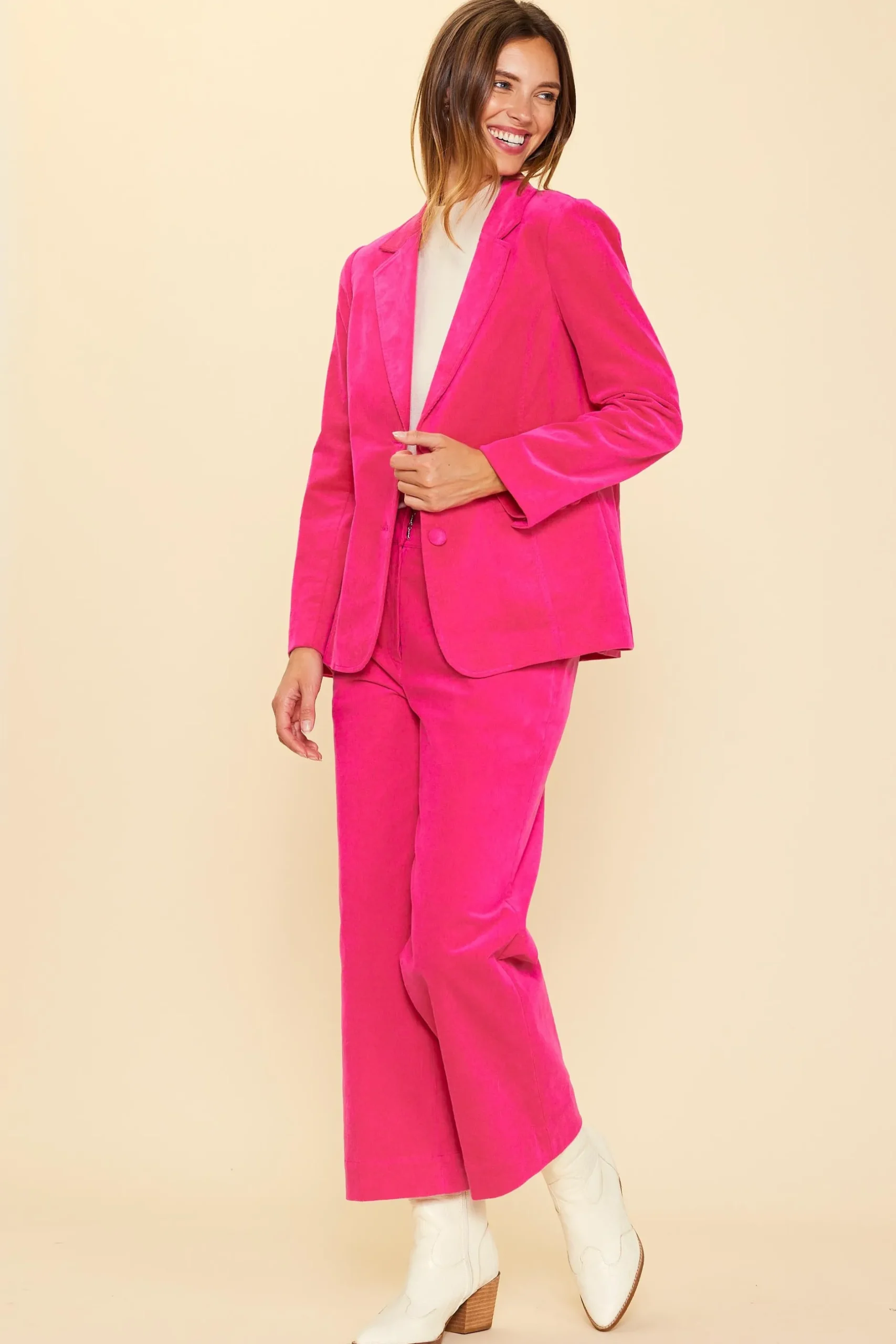 SKIES ARE BLUE Blazers*Tailored Corduroy Blazer Berrypink