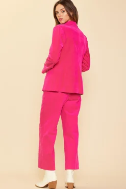 SKIES ARE BLUE Blazers*Tailored Corduroy Blazer Berrypink