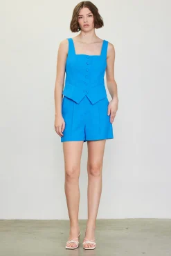 SKIES ARE BLUE Shorts*Tailored Pintuck Shorts Malibublue
